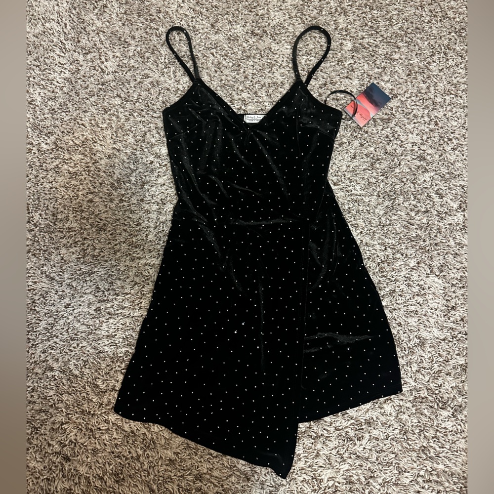 Hayley & June black velvet rhinestone skort/ romper 
size medium